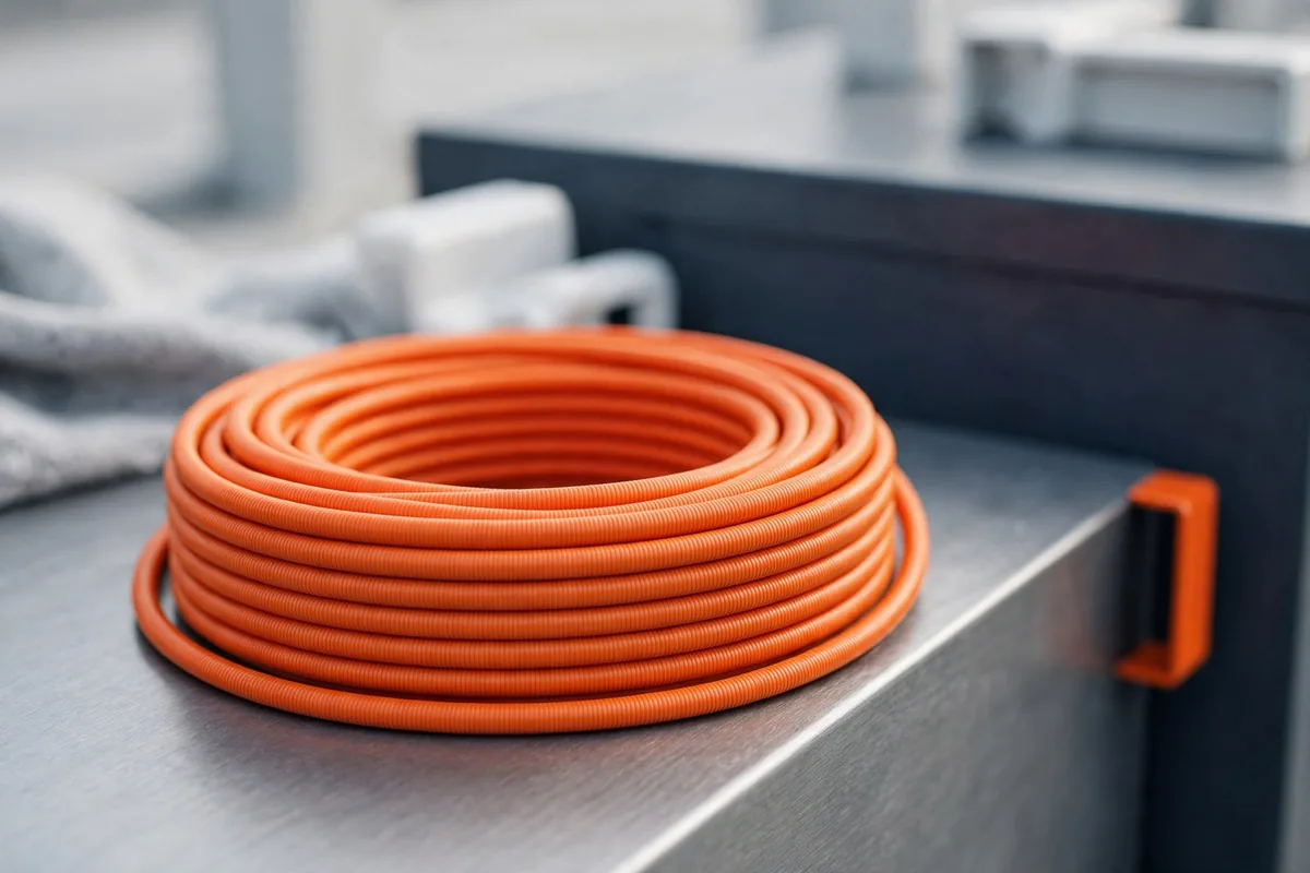 A coil of orange cable